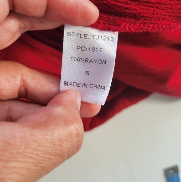 GiGio USA Boho Peasant Balloon Sleeve in Red Size Small - Picture 7 of 12